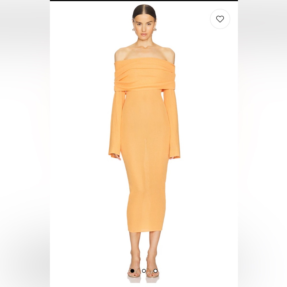 SER.O.YA Off-Shoulder Long Sleeve Orange Dress Tellulah Midi color Papaya